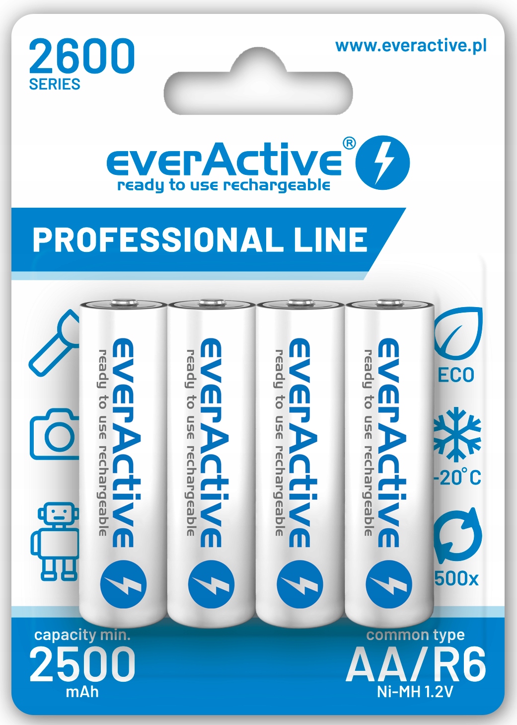 Everactive AA (R6) nikel-metal hydridové batérie 2500 mAh 4 ks.